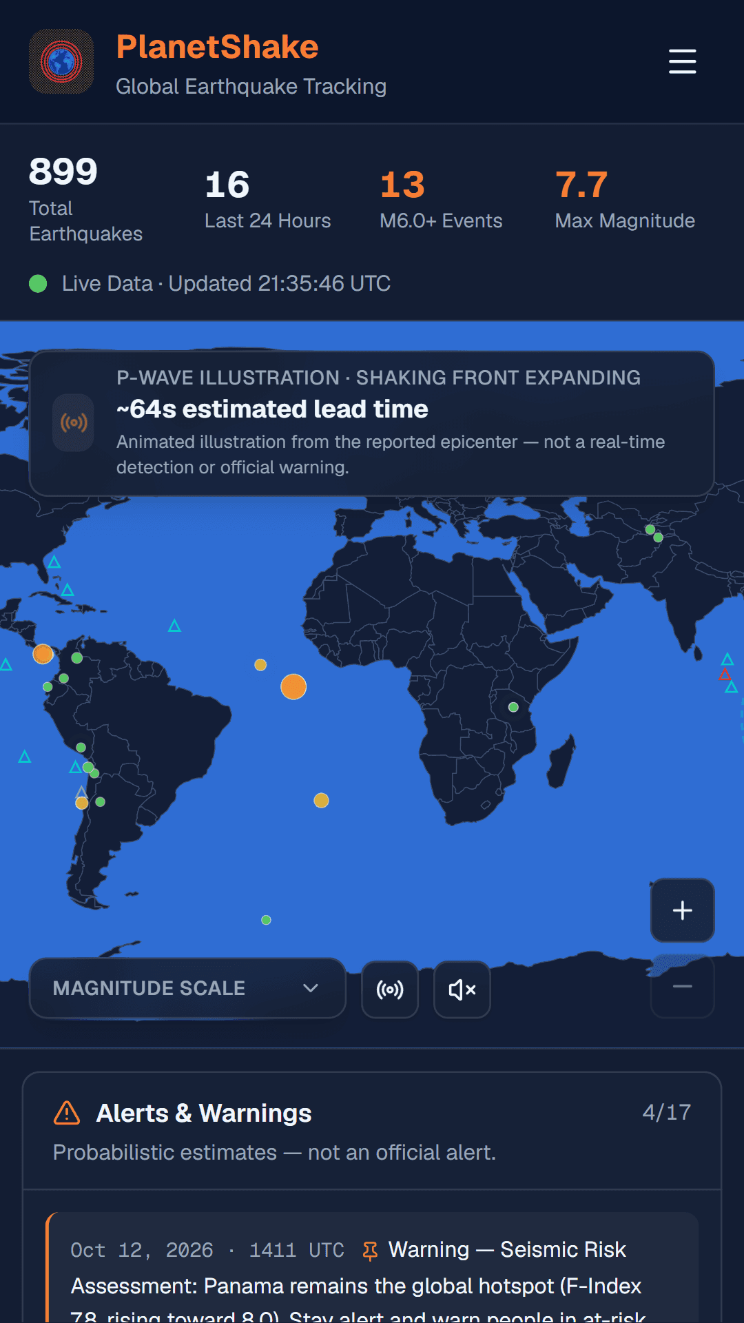 PlanetShake, project screens 1