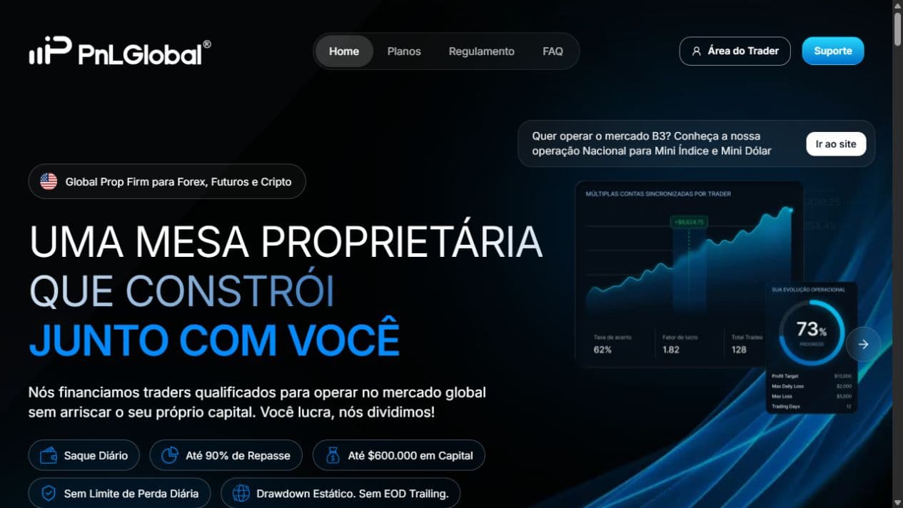 PnL Global: Website and platform for financial operations